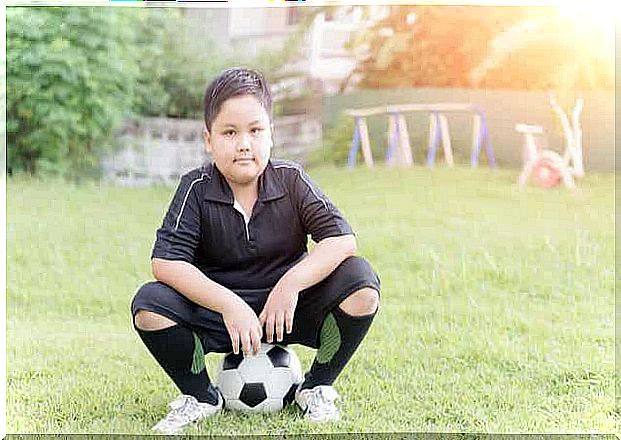 A boy playing soccer