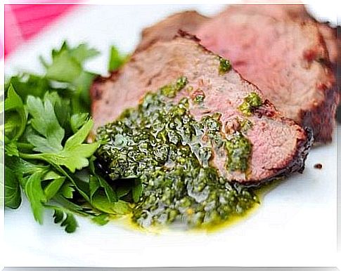 Meat and chimichurri