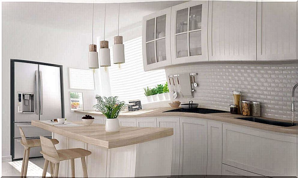 A bright kitchen allows you to enjoy the colors of the prepared food.