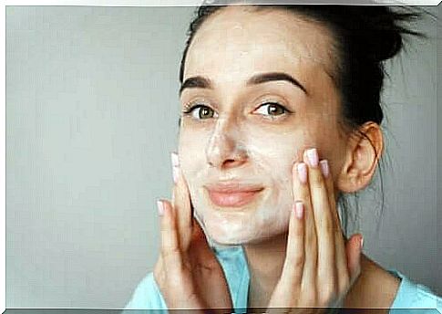 Woman with cream on her face