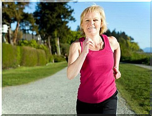 A woman is jogging, or how not to gain weight